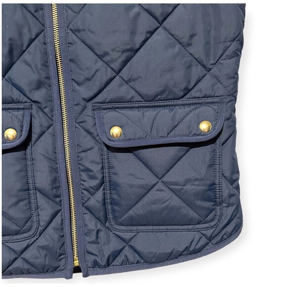 J.CREW Size S Navy Blue Quilted Puffer Vest Check Gingham Lined - Picture 5 of 7